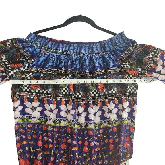 Desigual Off-the-shoulder Blouson Loose Fit Blouse, Elastic Waist, size M - Picture 7 of 11